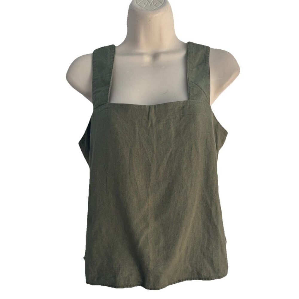 Banana Republic Woman's Sz XXS Olive Green Linen Blend Tank Top NWT